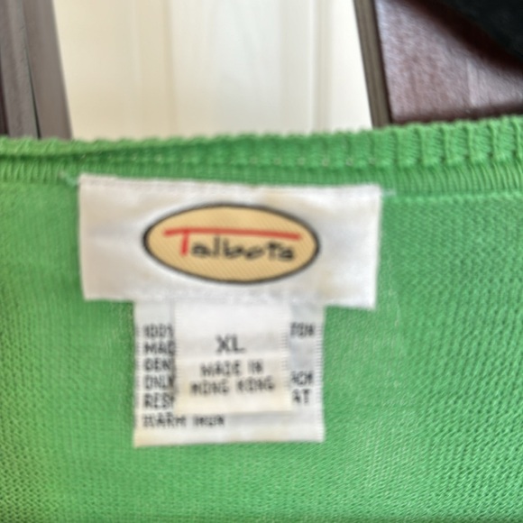 VTG Talbots Woman’s 100% Cotton Pointelle Knit Long Sleeve Green Cardigan Sz XL - Picture 2 of 5